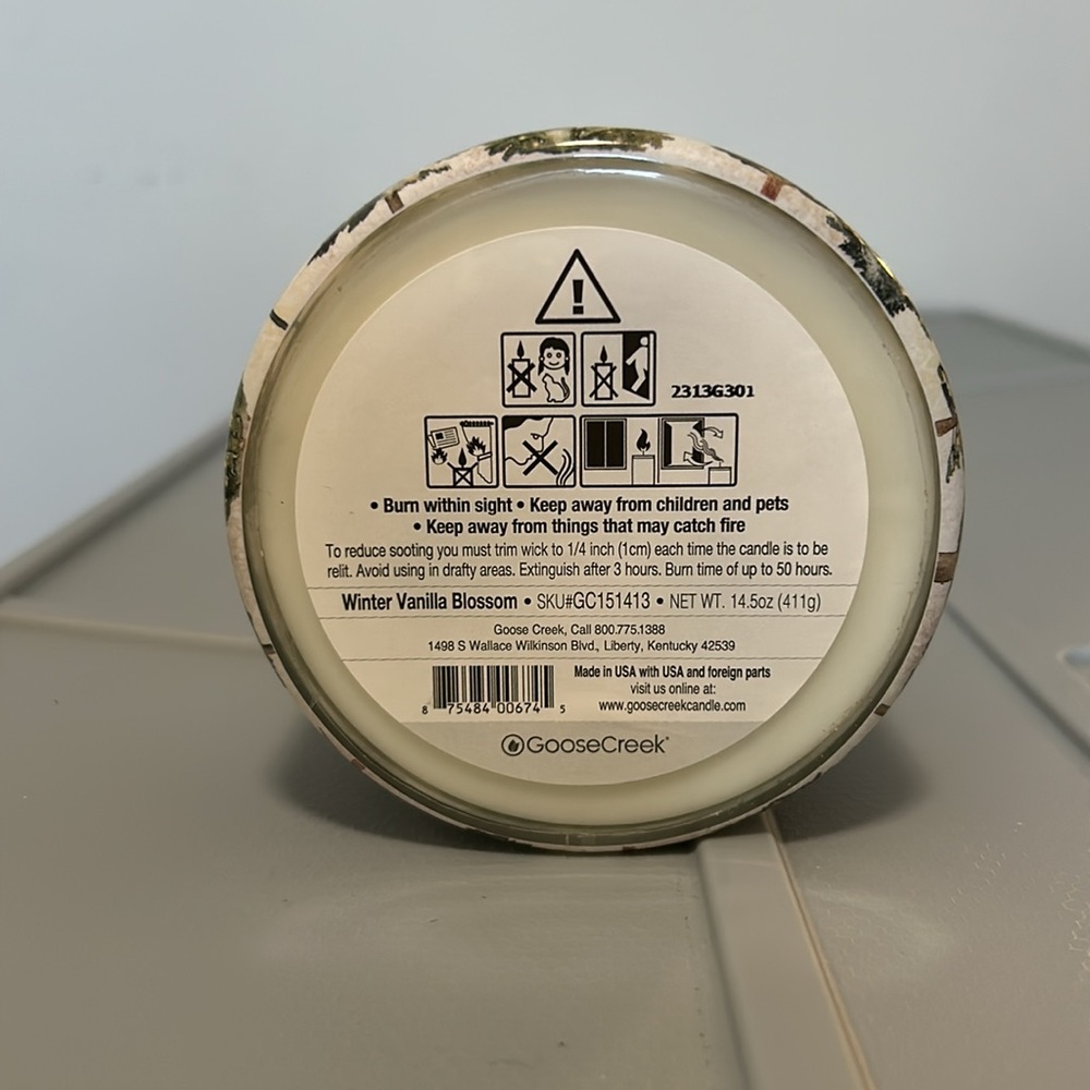 Brand new 14.5 ounce Goose Creek Candle “Winter Vanilla Balsam” scent candle - Picture 3 of 3
